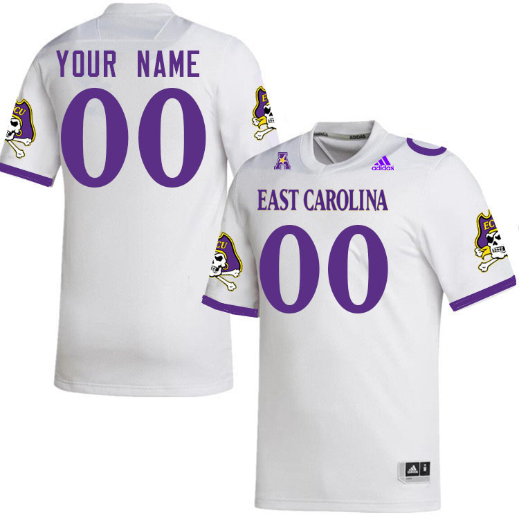 Custom East Carolina Pirates Name And Number Football Jersey-White